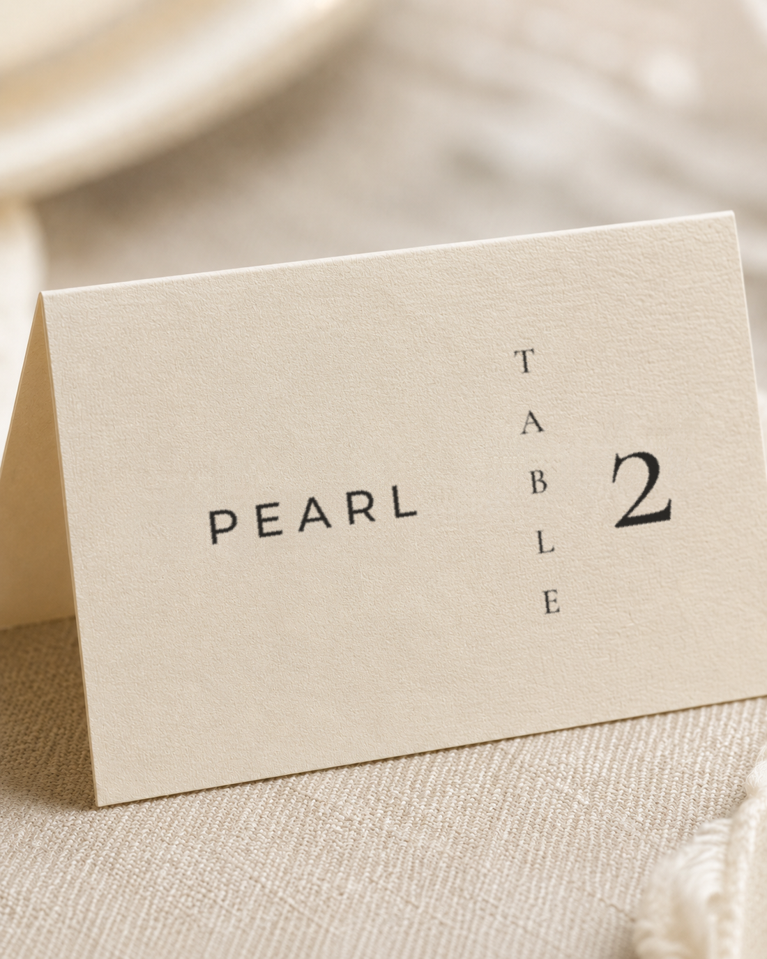 The Portico place card, close detail