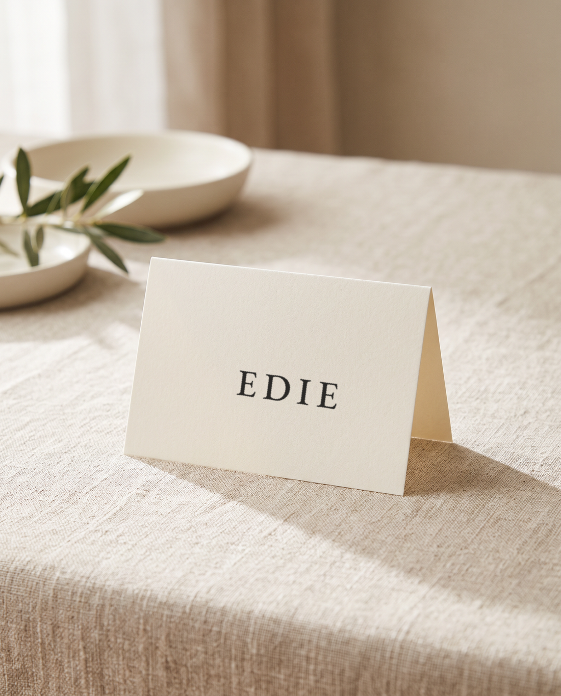 The Porcelain place card, close detail