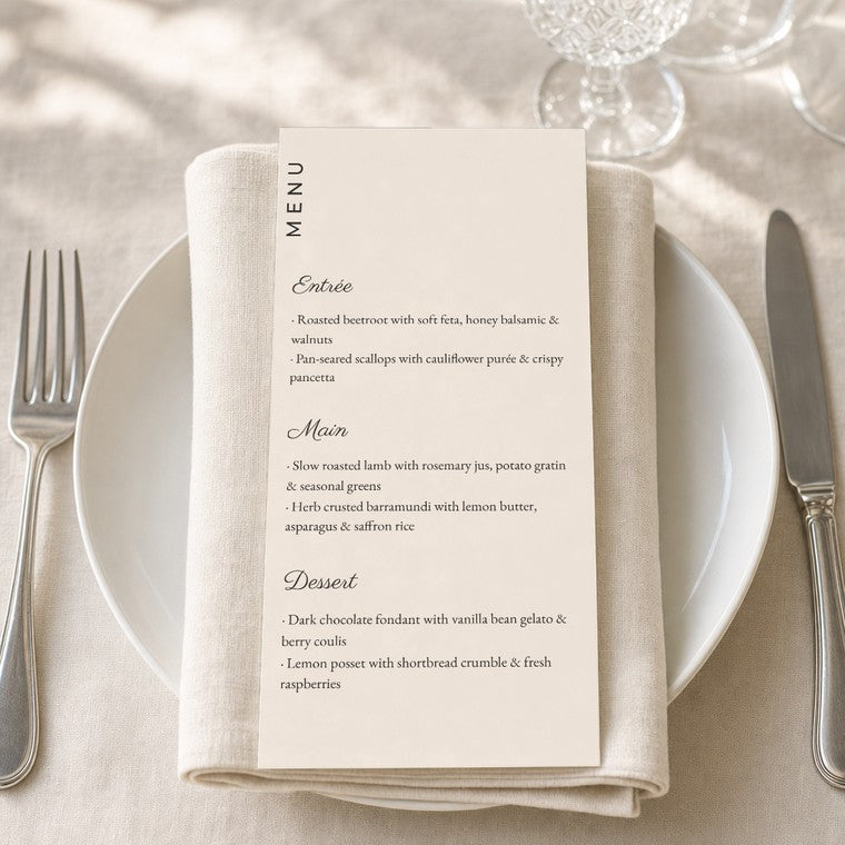 The Margot menu, close detail