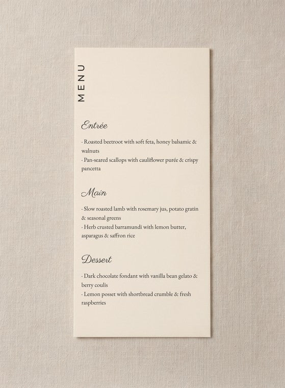 The Margot menu