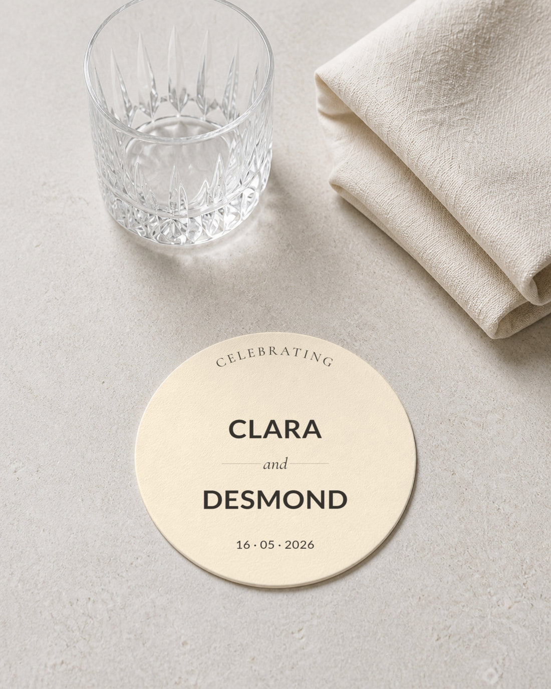 Claret ivory coaster at a place setting