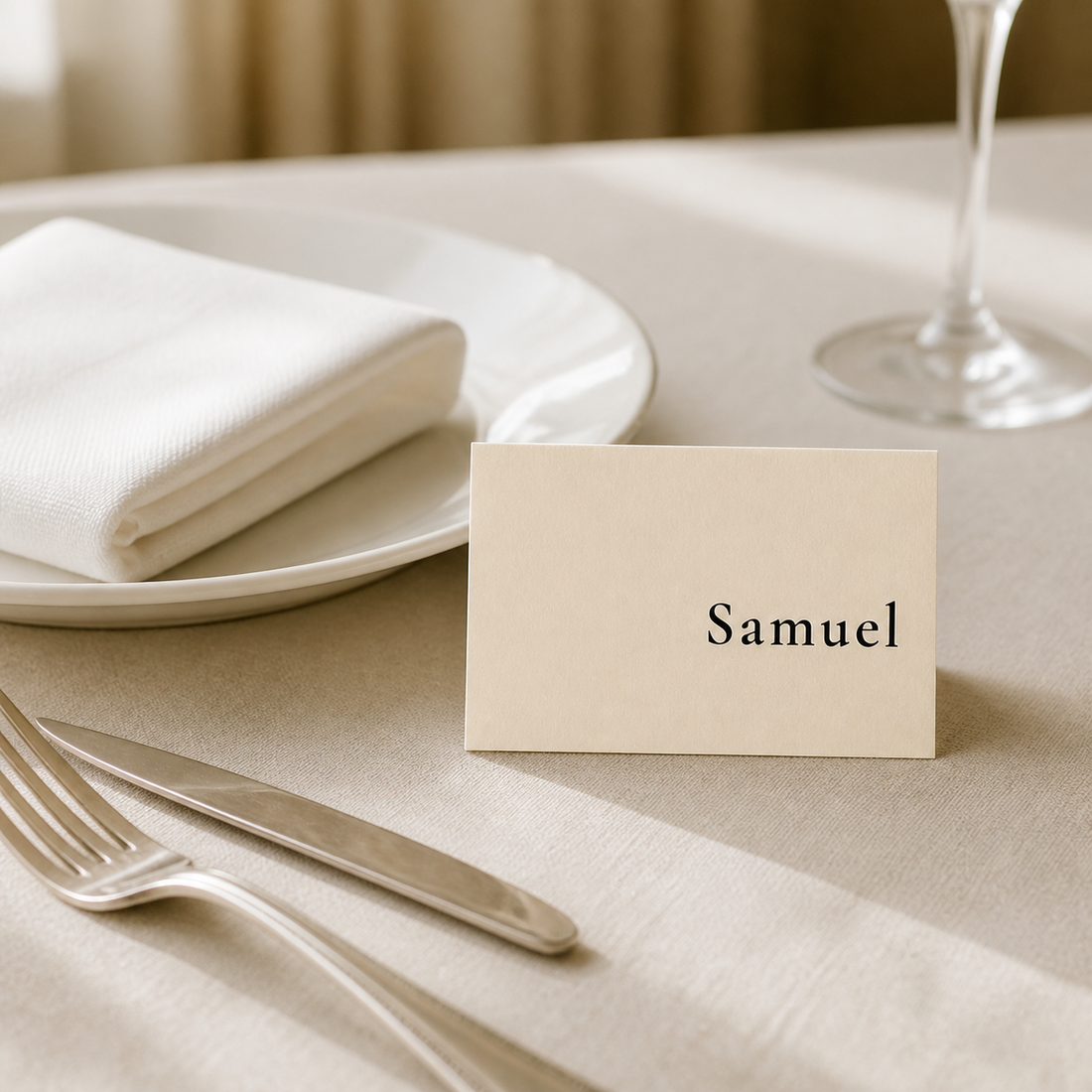 Arlington place card, at a place setting