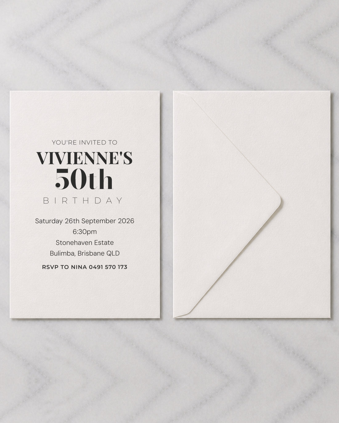 The Whitehaven birthday invitation, shown with its envelope