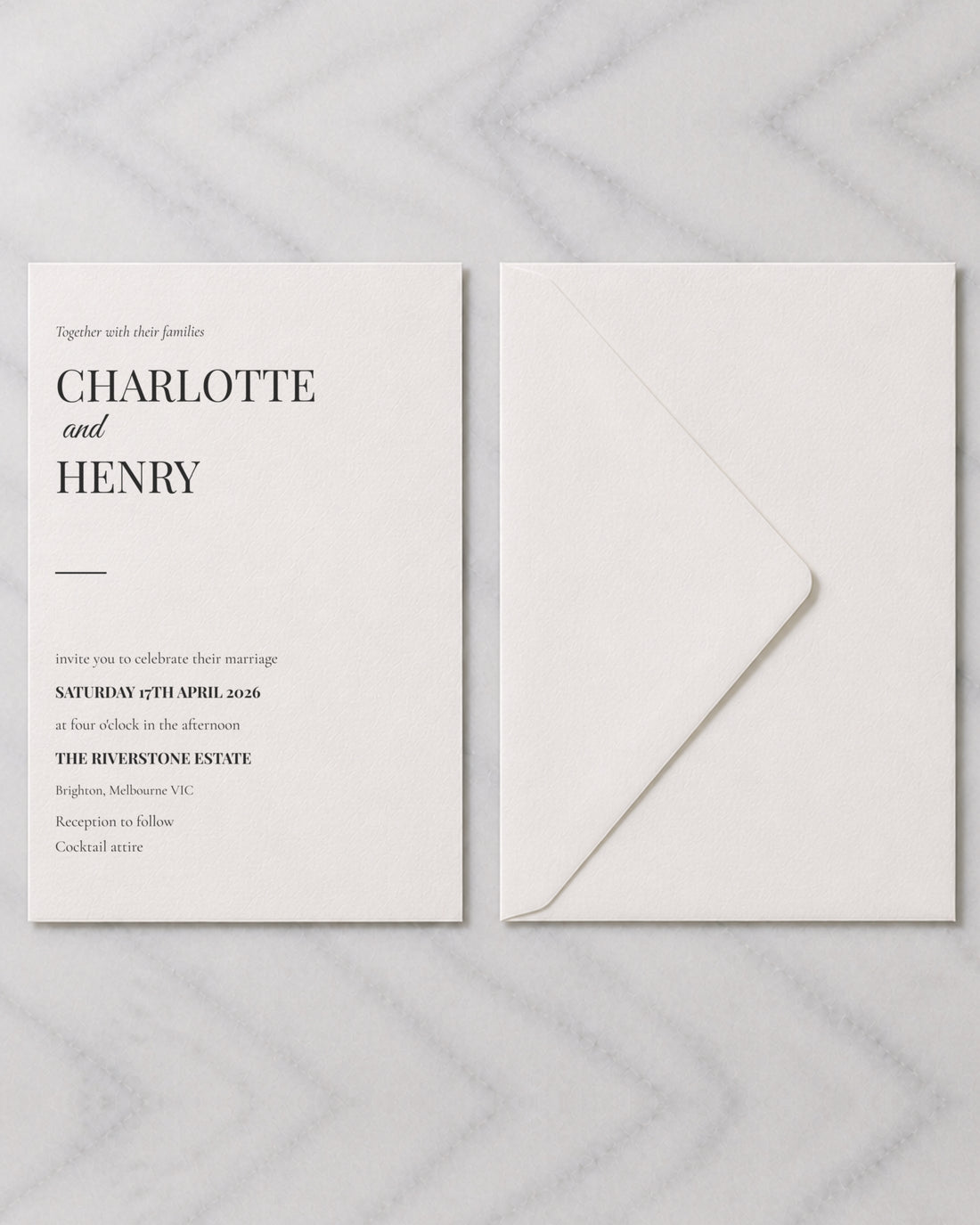 The Jervis wedding invitation, shown with its envelope