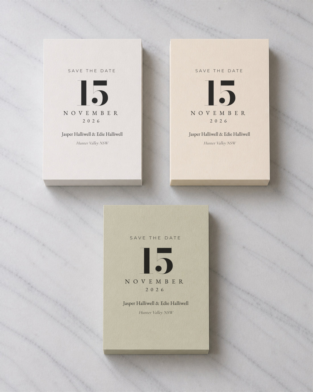 The Kirribilli save the date, shown in three colourways