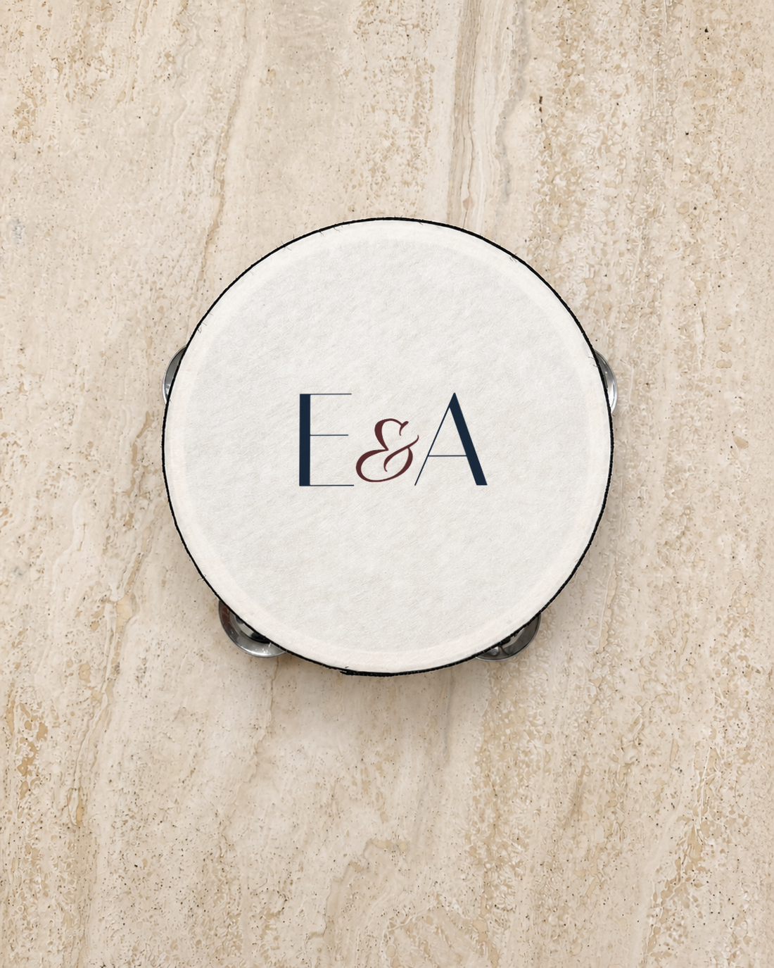 The Initials tambourine, personalised and printed in Australia