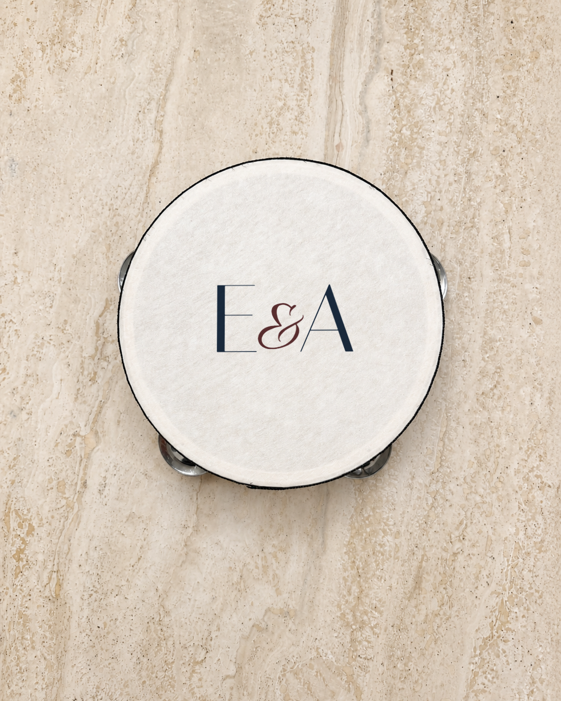 The Initials tambourine, personalised and printed in Australia