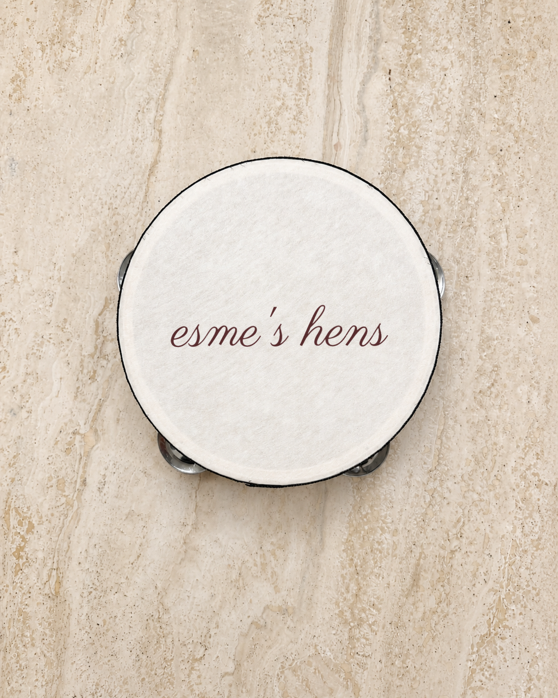 The Hens tambourine, personalised and printed in Australia