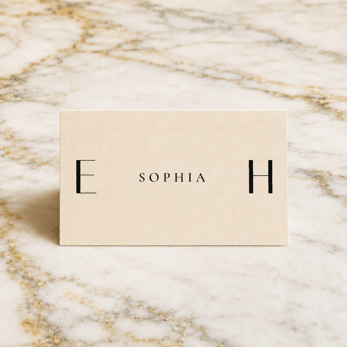 The Whitmore place card, personalised with a guest name, printed in Australia
