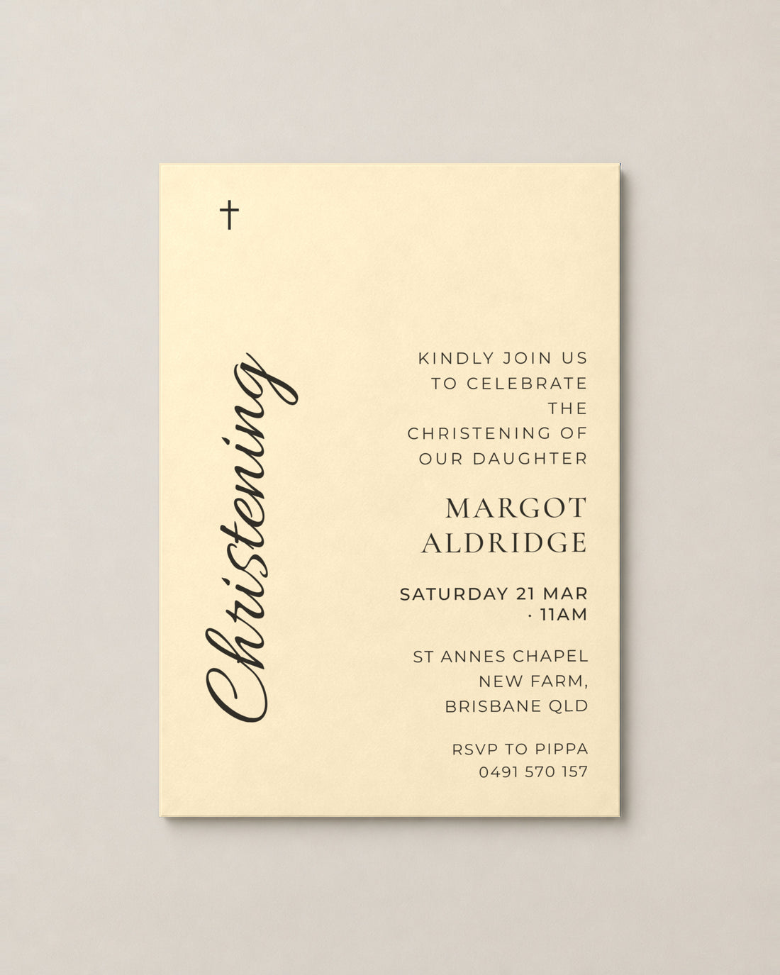 The Bluestone christening invitation, second colour
