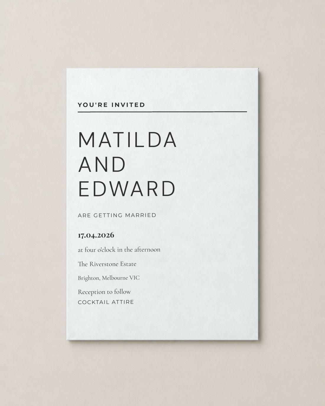 The Gazette wedding invitation, second colour