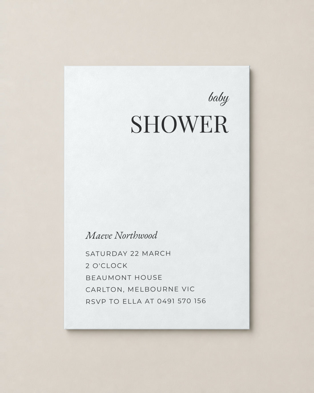 The Highgate baby shower invitation, second colour