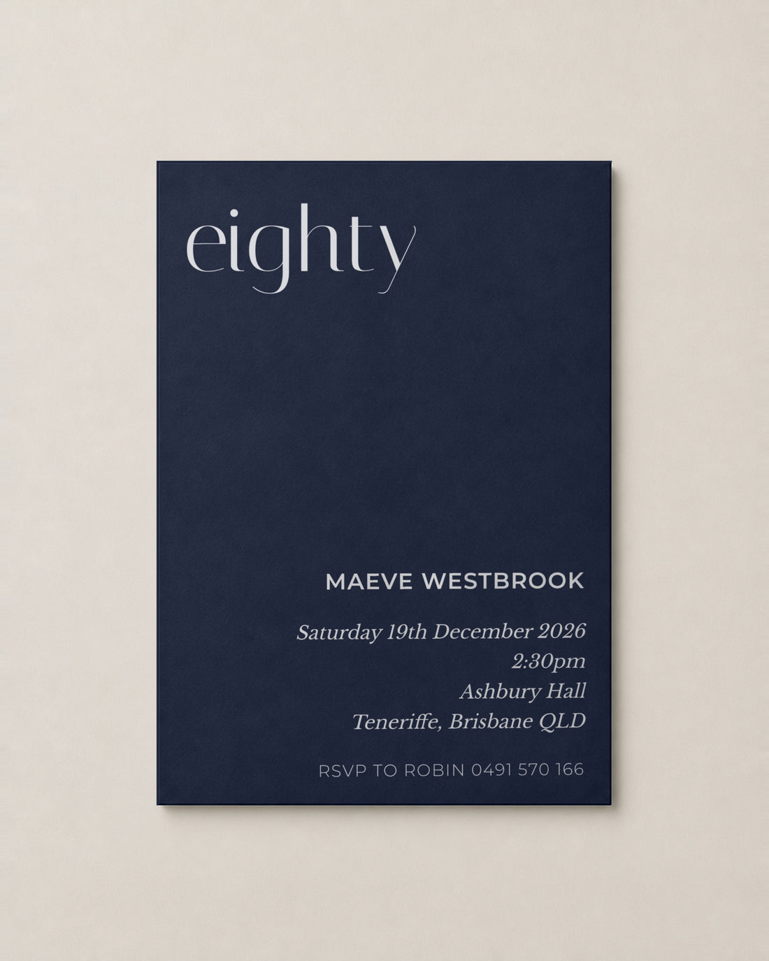 The Inlet birthday invitation, personalised and printed in Australia