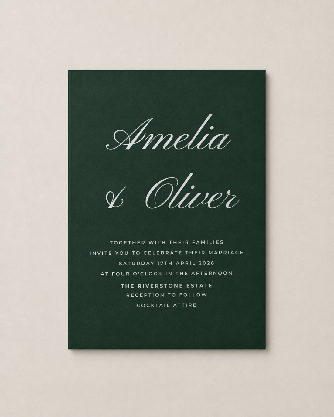 The Killara wedding invitation, personalised and printed in Australia