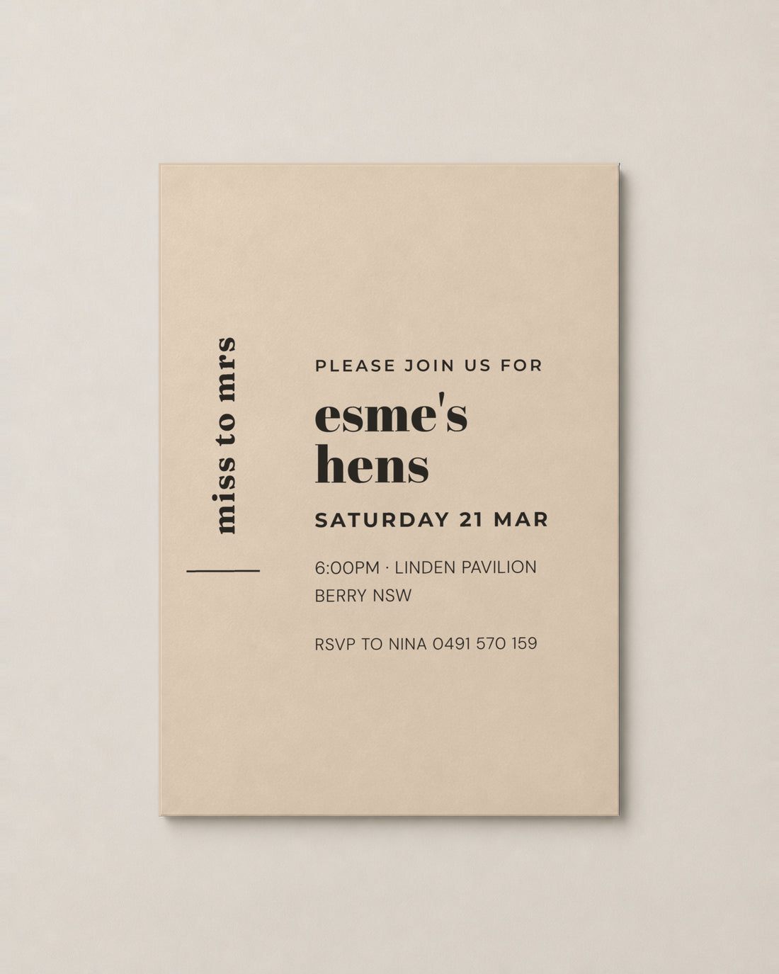 The Margot hens invitation, second colour