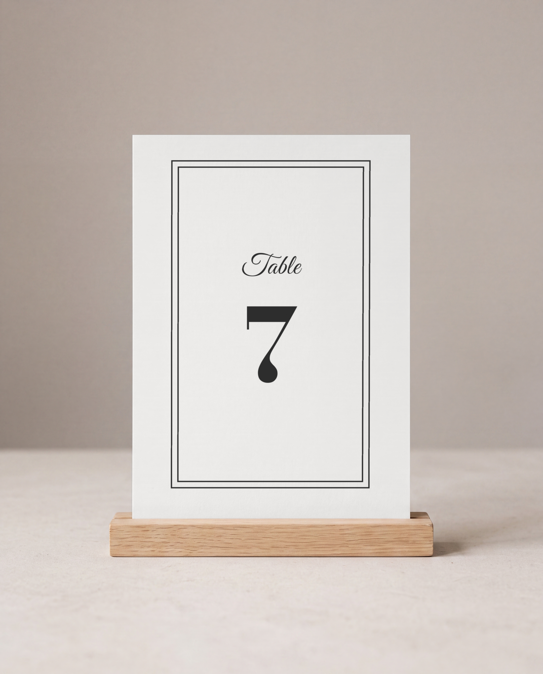 The Velvet table number, close detail