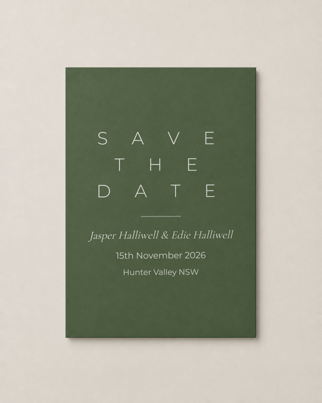 The Opaline save the date, personalised and printed in Australia