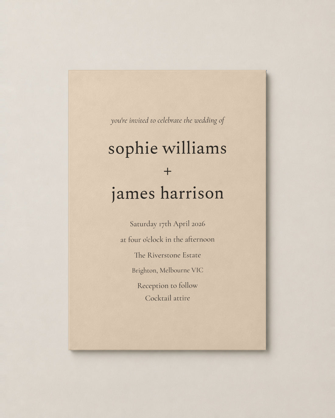 The Reed wedding invitation, second colour