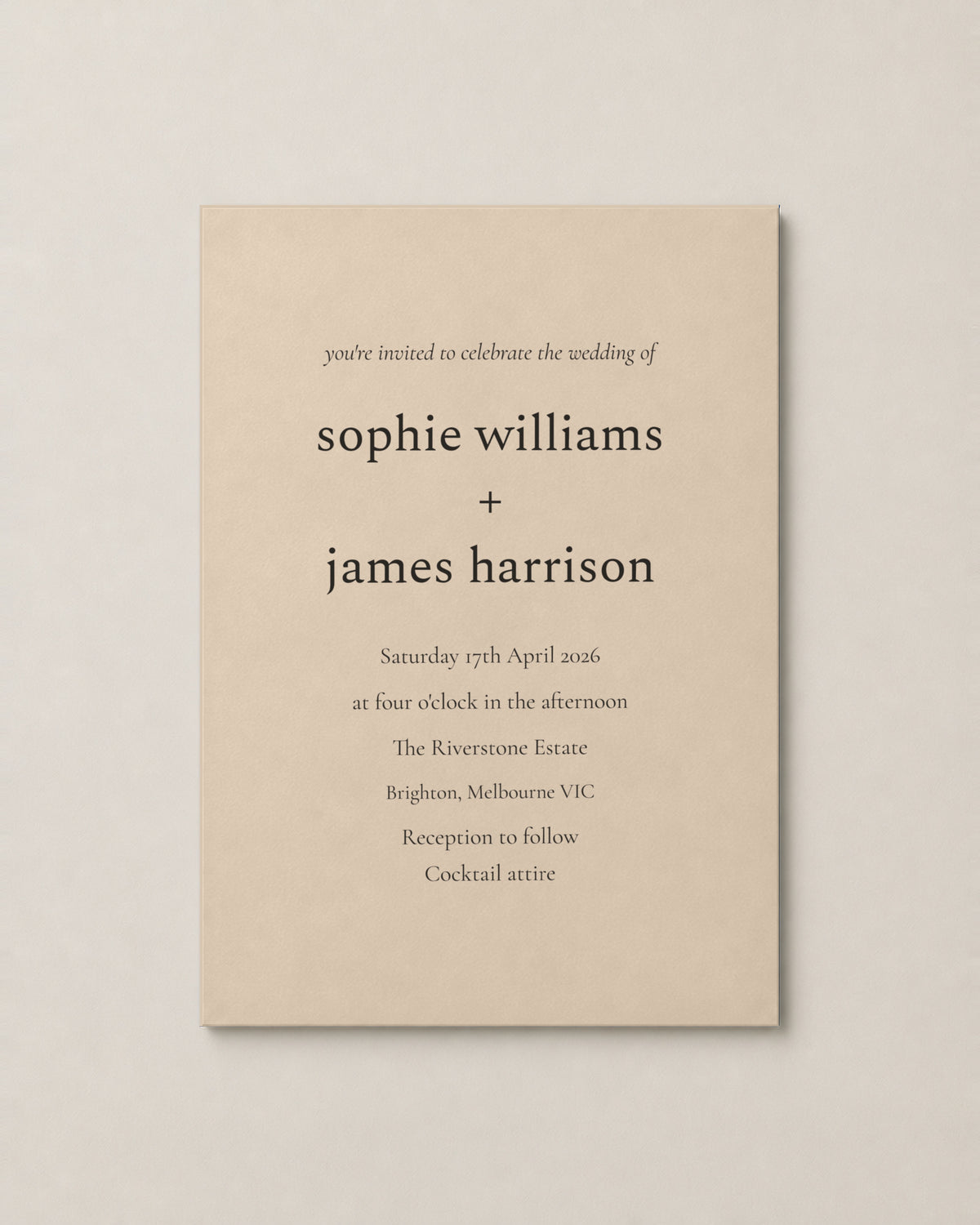 The Reed wedding invitation, second colour