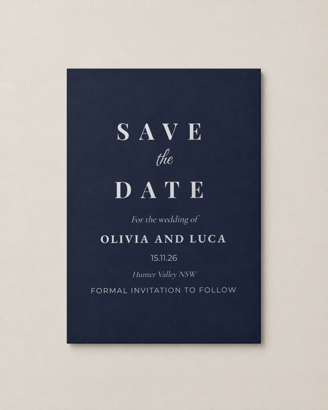 The Sorrento save the date, personalised and printed in Australia