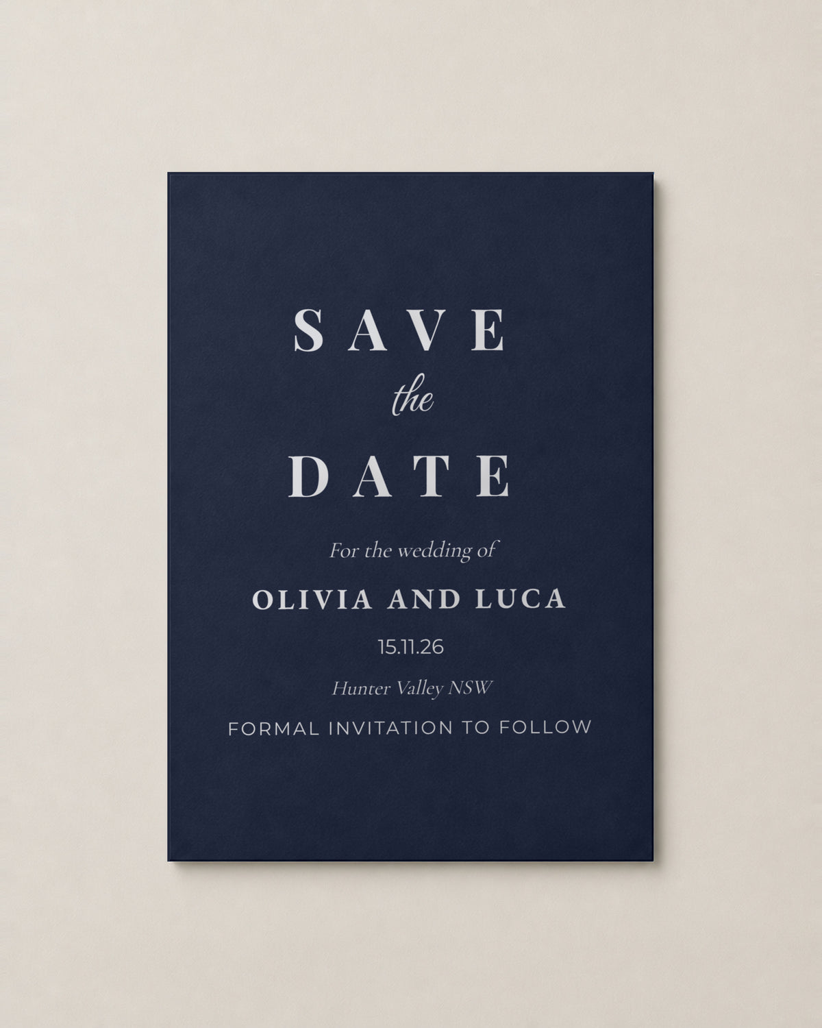 The Sorrento save the date, personalised and printed in Australia