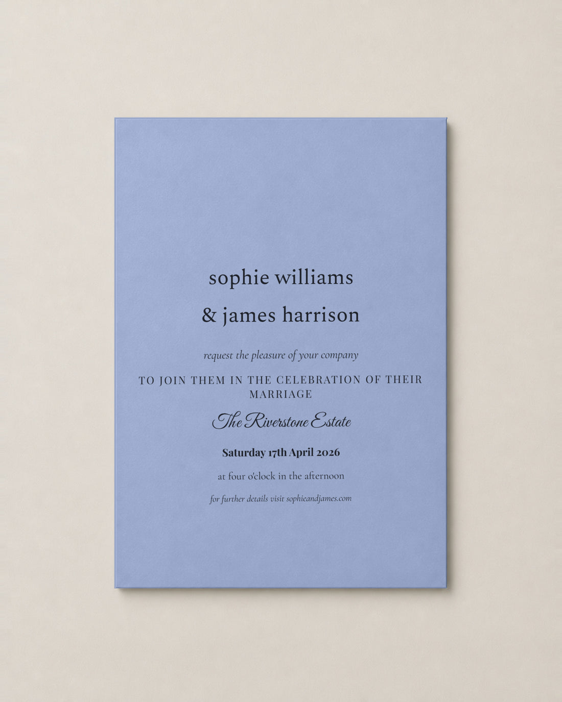 The Clover wedding invitation, personalised and printed in Australia