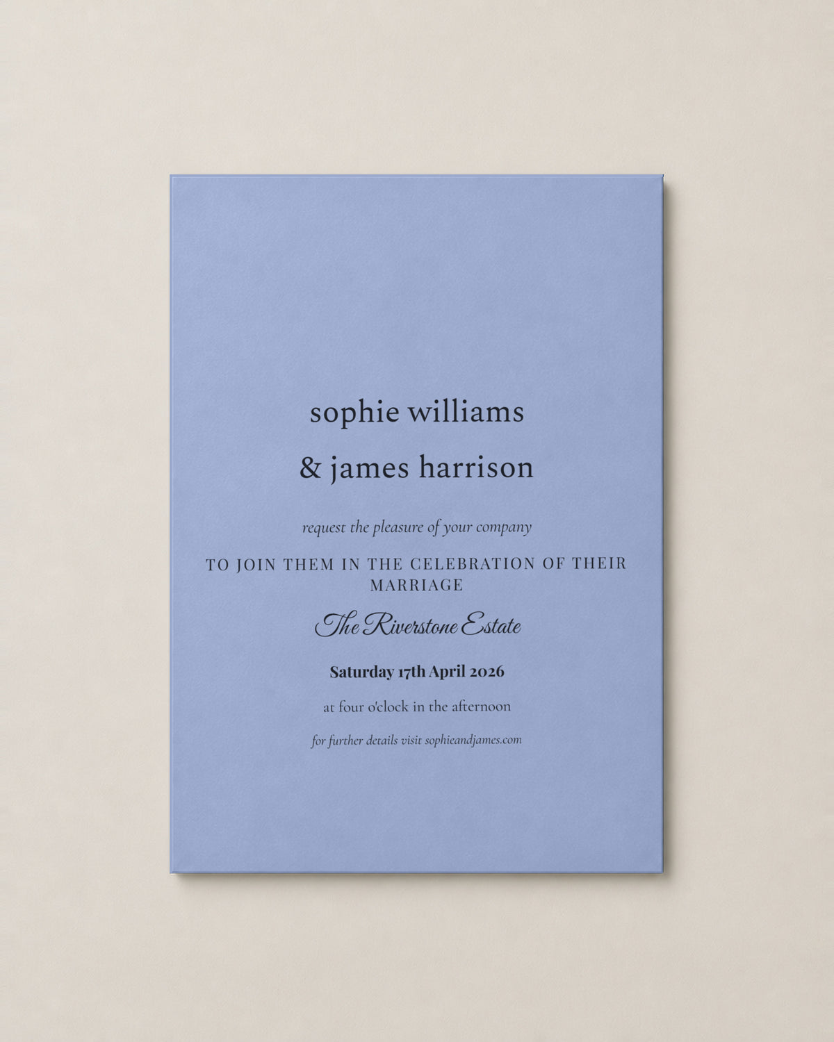 The Clover wedding invitation, personalised and printed in Australia