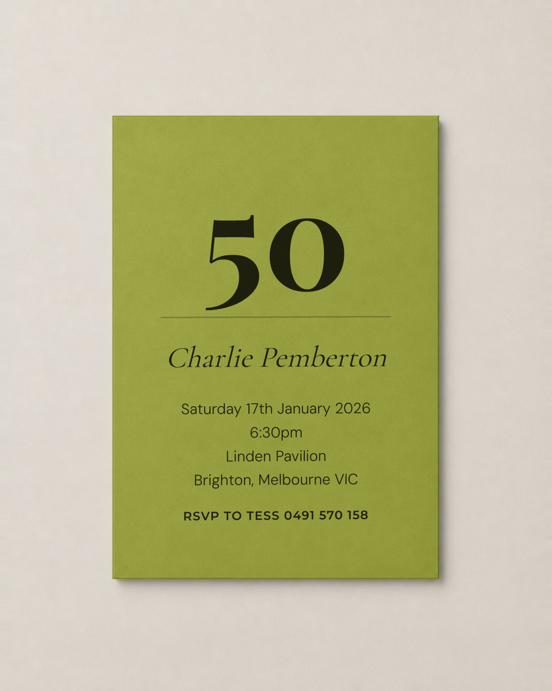 The Stonehaven birthday invitation, personalised and printed in Australia