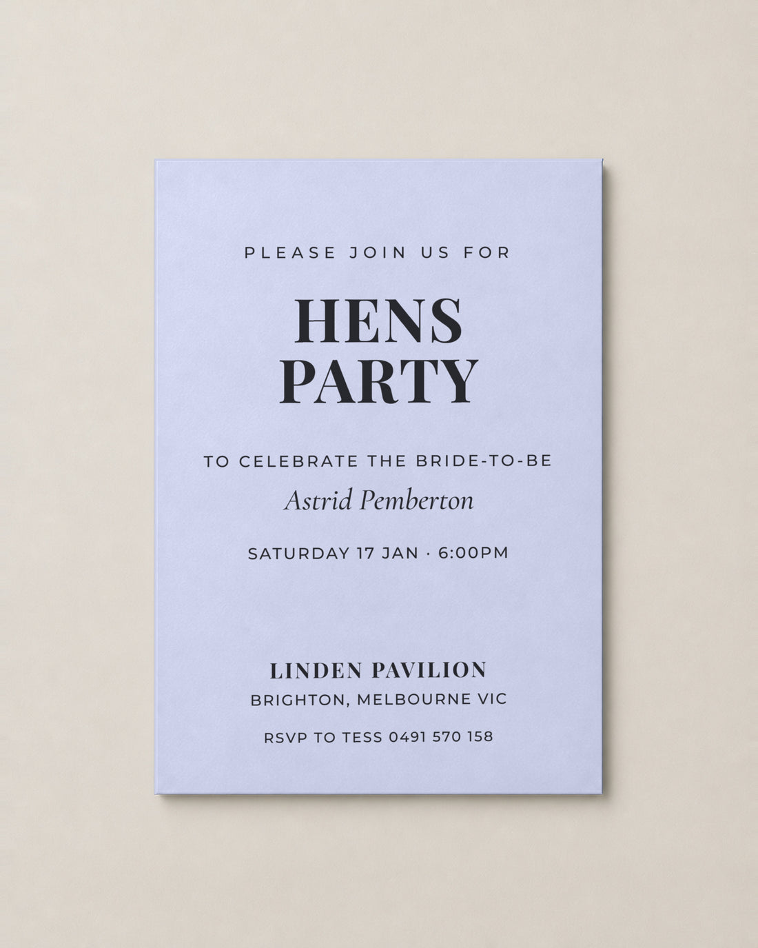 The Winsley hens invitation, second colour