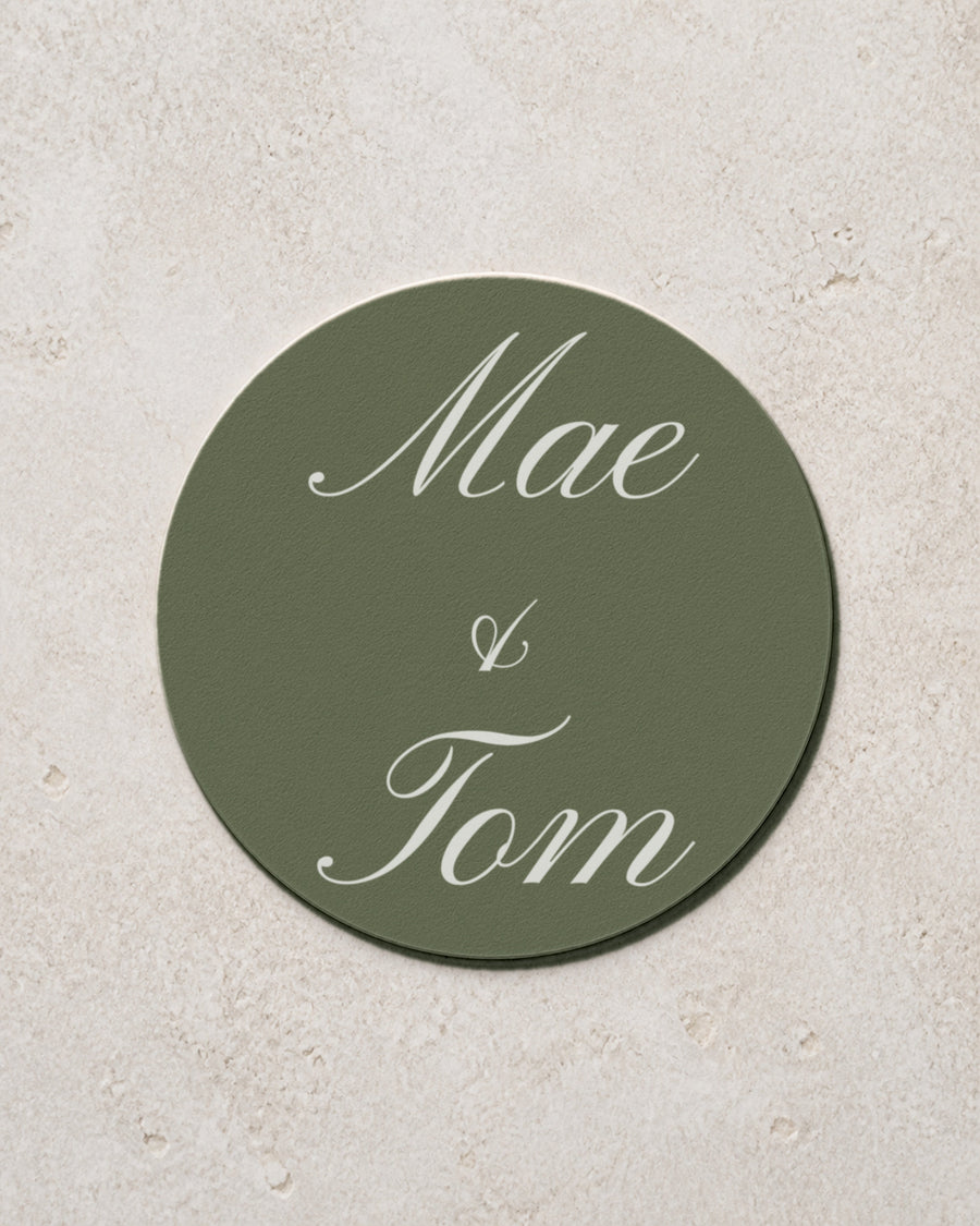 Personalised wedding coaster in the Tulle design, made in Australia by Solène