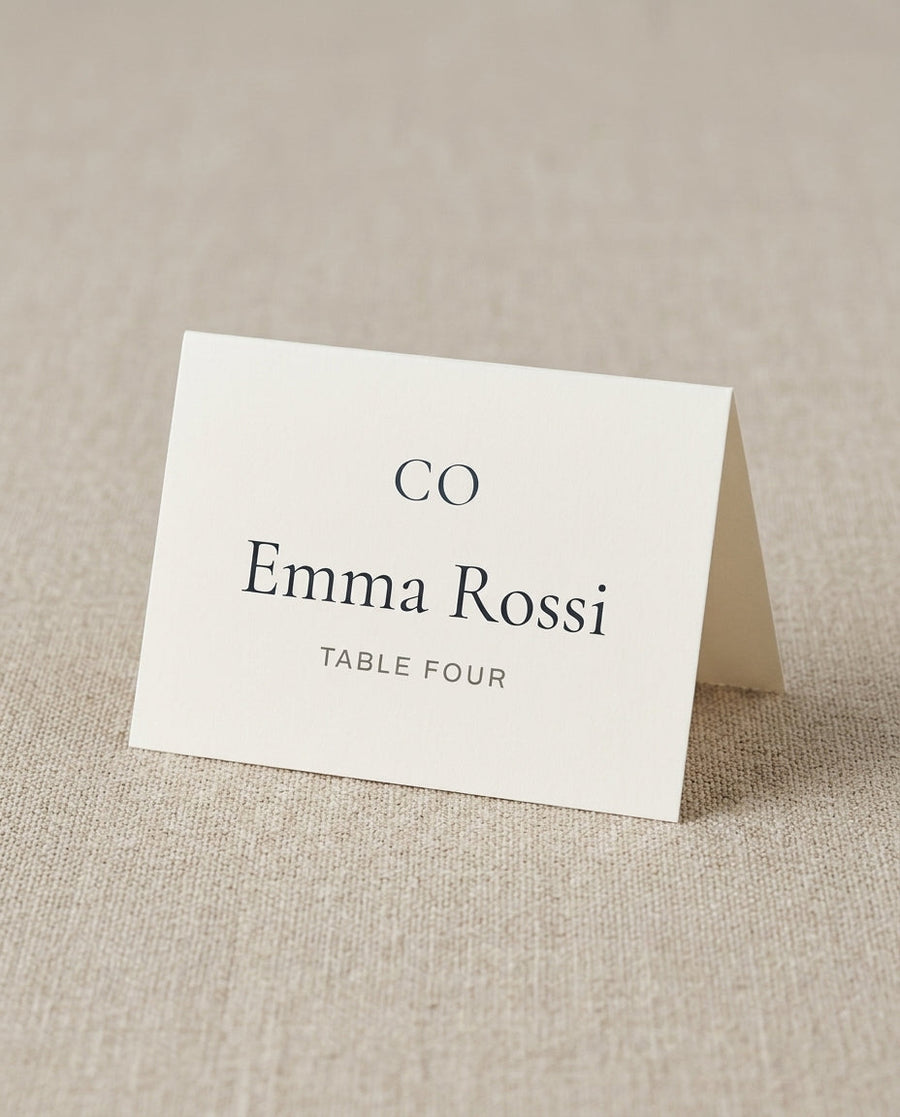 Personalised wedding place card, made in Australia by Solène