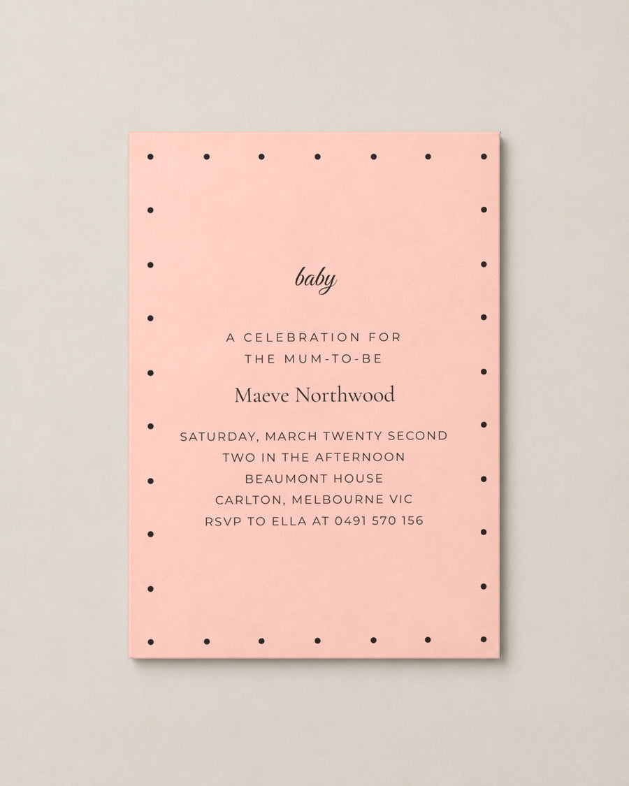 Personalised baby shower invitations, made in Australia by Solène