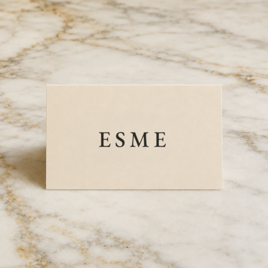 The Camden place card, personalised with a guest name, printed in Australia