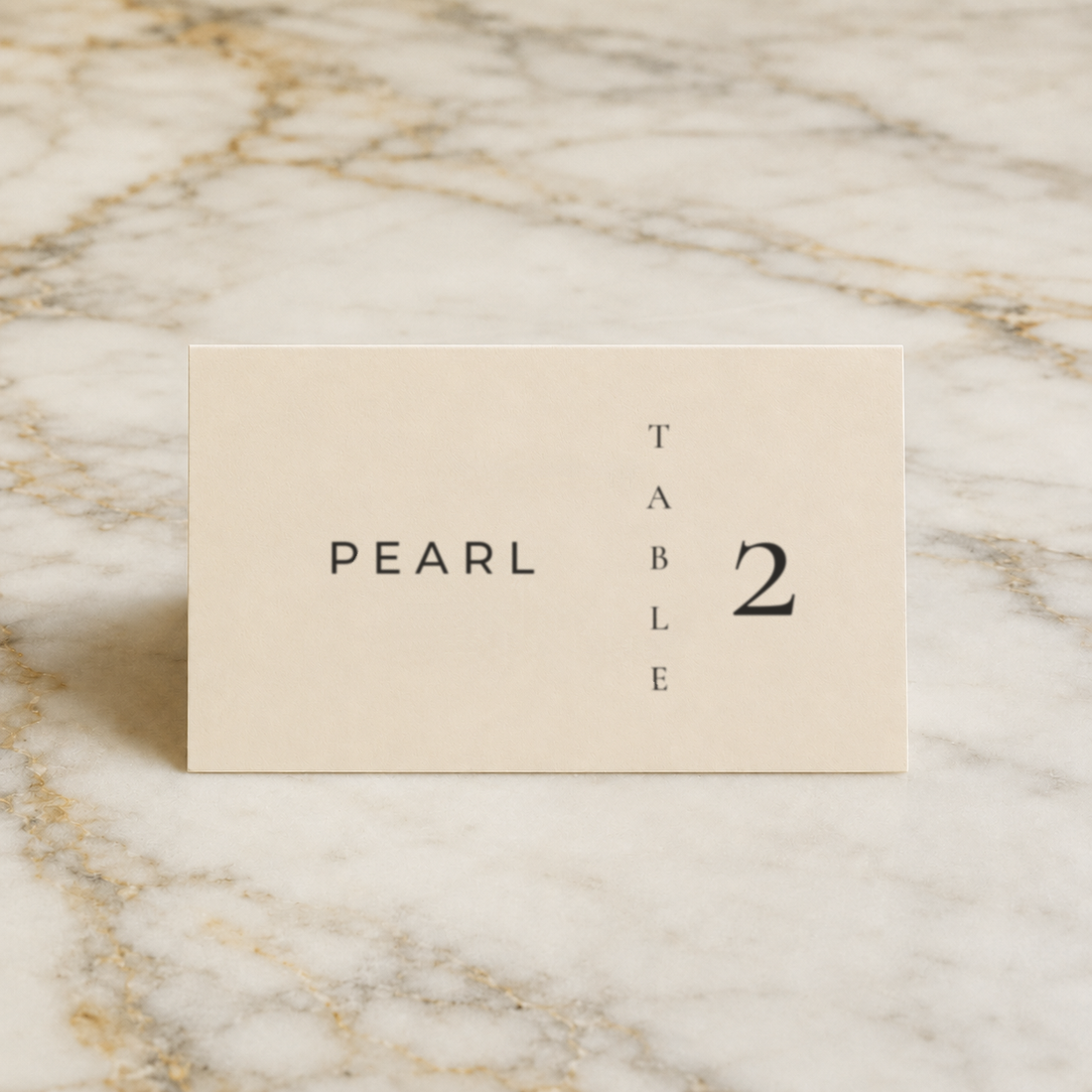 The Portico place card with table number, printed in Australia