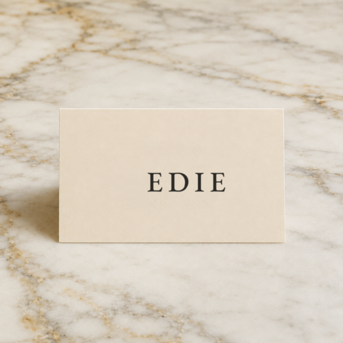 The Porcelain place card, personalised with a guest name, printed in Australia