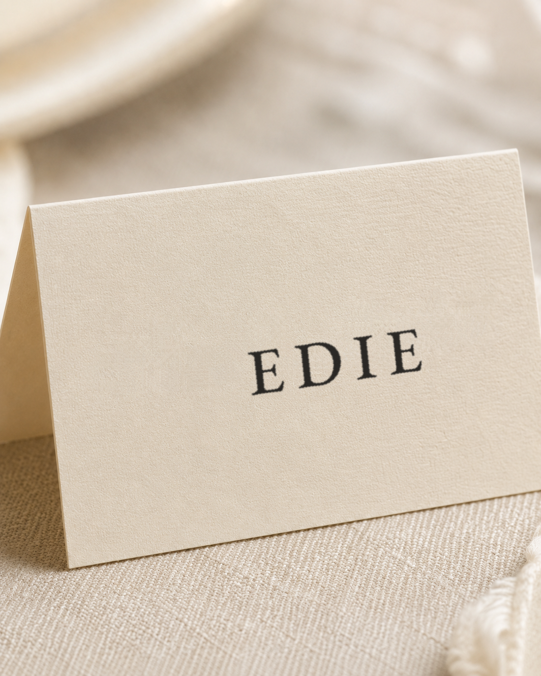 The Porcelain place card, close detail