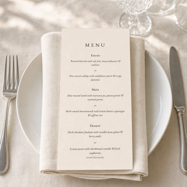 The Sterling menu, close detail