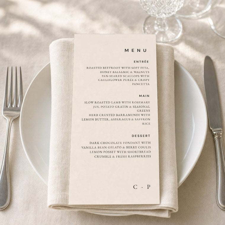 The Maison Onyx menu, close detail