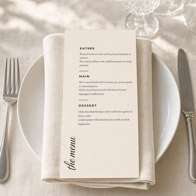 The Alder menu, close detail