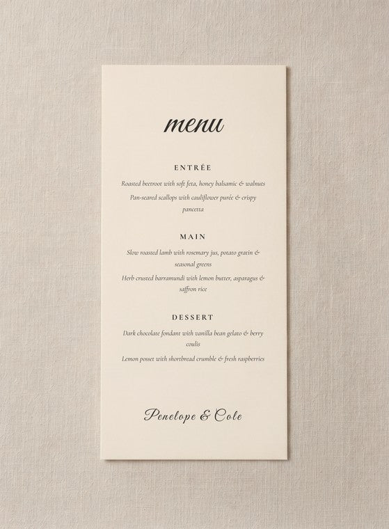 The Ivory Cloud menu
