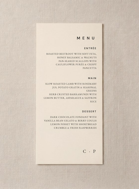 The Maison Onyx menu
