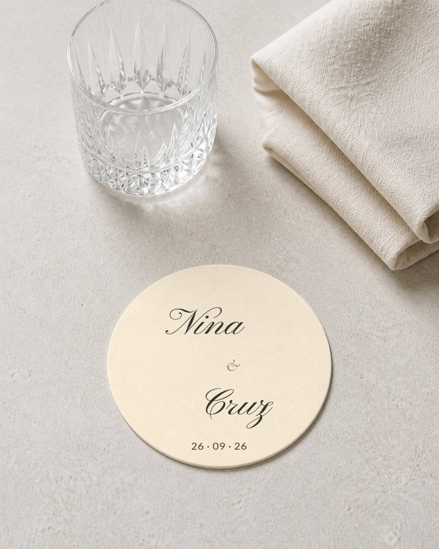 Everly ivory coaster at a place setting