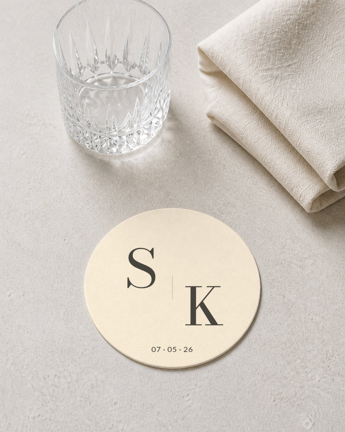 Eclipse ivory coaster at a place setting