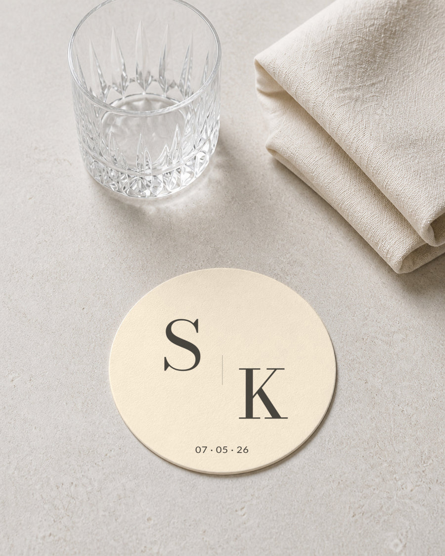 Eclipse ivory coaster at a place setting