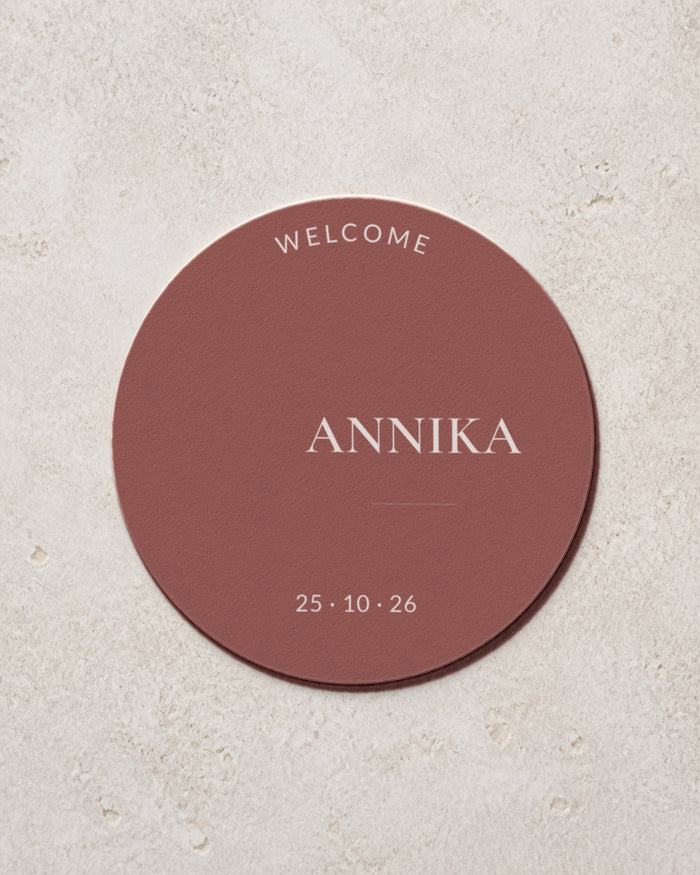 The Verity personalised coaster, printed in Australia