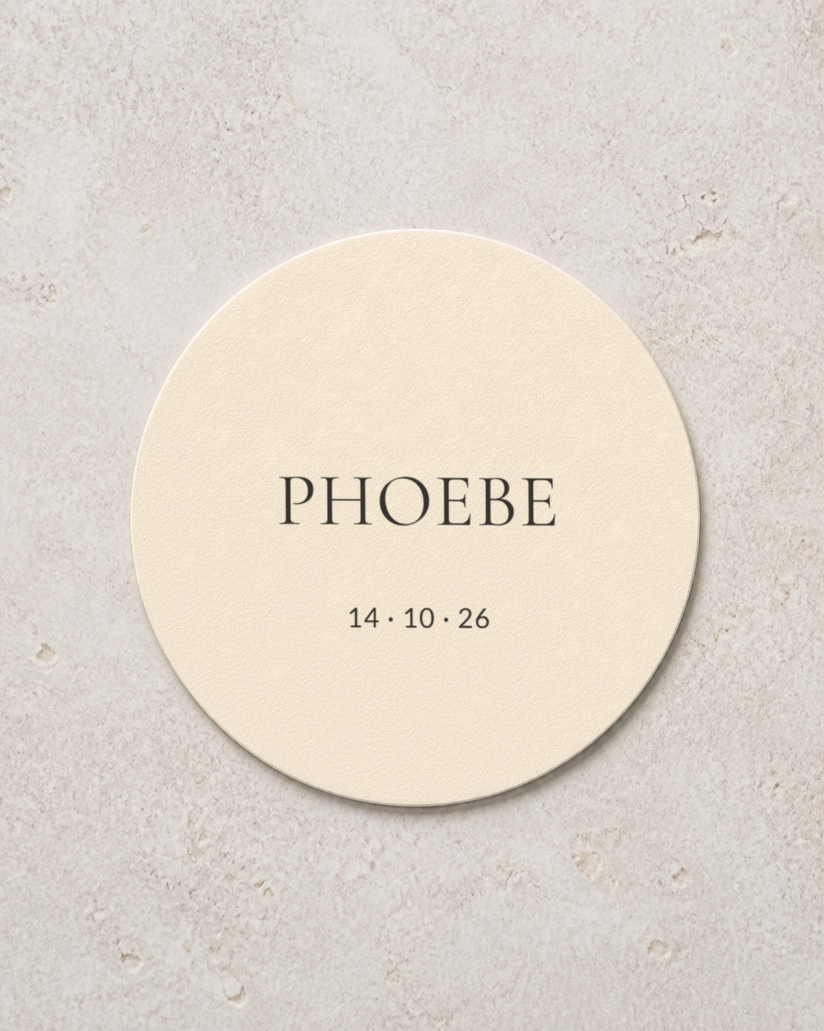 The Ivory Name personalised coaster, printed in Australia