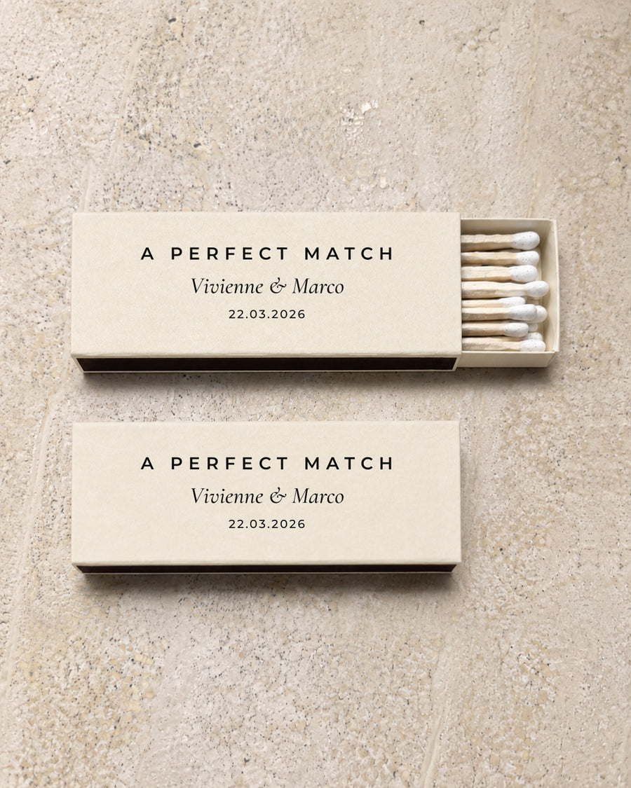 Ember slim matchbox in ivory, open and closed pair on stone