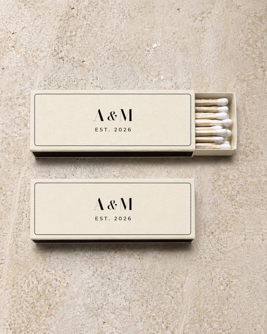 Astrid slim matchbox in ivory, open and closed pair on stone