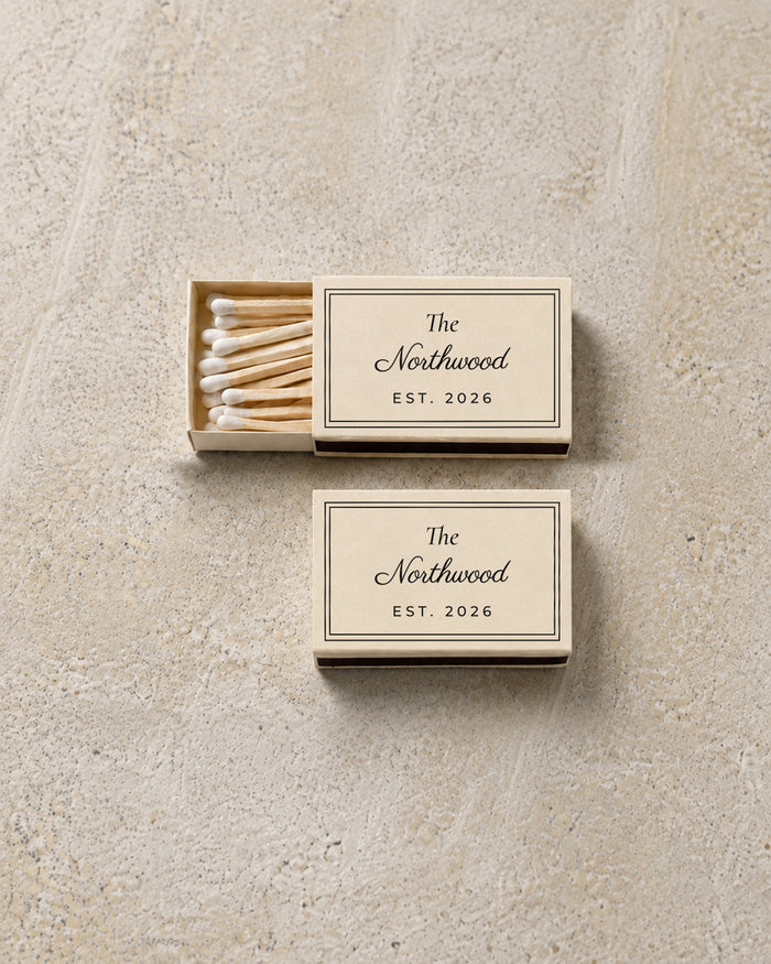 Northwood classic matchbox in ivory, open and closed pair on stone