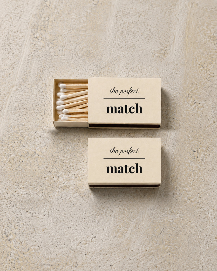 Marlowe classic matchbox in ivory, open and closed pair on stone